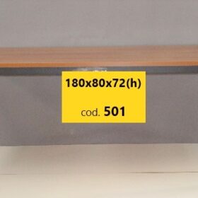 TAVOLO IN ACCIAIO CON PIANO LAMINATO 
COLOR LEGNO
- USATI, OTTIMO STATO