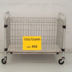 CARRELLO CESTA IN ACCIAIO SU RUOTE COLOR BIANCO - USATI