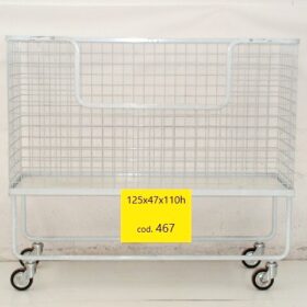 CARRELLO CESTA IN ACCIAIO PLASTIFICATO SU RUOTE
COLORE BIANCO