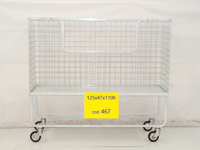 0467 -- 000 (515) CARRELLO CESTA IN ACCIAIO PLASTIFICATO SU RUOTE
COLORE BIANCO - immagine 1