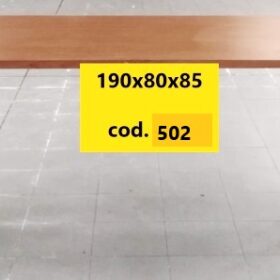TAVOLO IN ACCIAIO CON PIANO LAMINATO 
COLOR LEGNO
- USATI, IN OTTIMO STATO