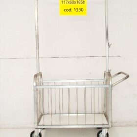 CARRELLO CESTA CON STENDER APPENDIABITI IN ACCIAIO ZINCATO SU RUOTE