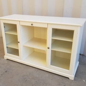 MOBILE BIANCO CON DUE ANTE DI VETRO E CASSETTO