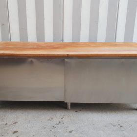 BANCONE ARMADIATO IN ACCIAIO INOX CON PIANO IN LEGNO