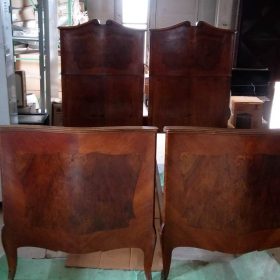 LETTI INIZIO 900 COMPLETI DI TESTIERA E PEDIERA IN LEGNO E IMPIALLACCIATURA NOCE CON INTARSI