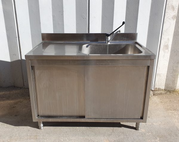 LAVELLO ARMADIATO IN ACCIAIO INOX cm 120x70x110h COMPLETO DI MISCELATORE A LEVA