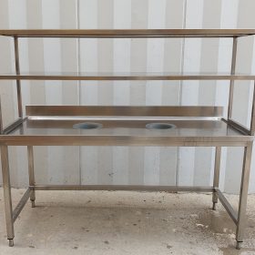 TAVOLO SBARAZZO DOPPIO FORO CON 2 PIANI DI APPOGGIO